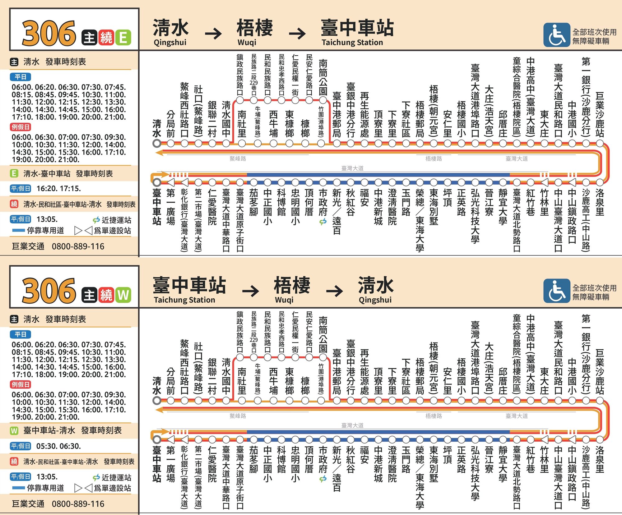 306公車路線圖-台中公車