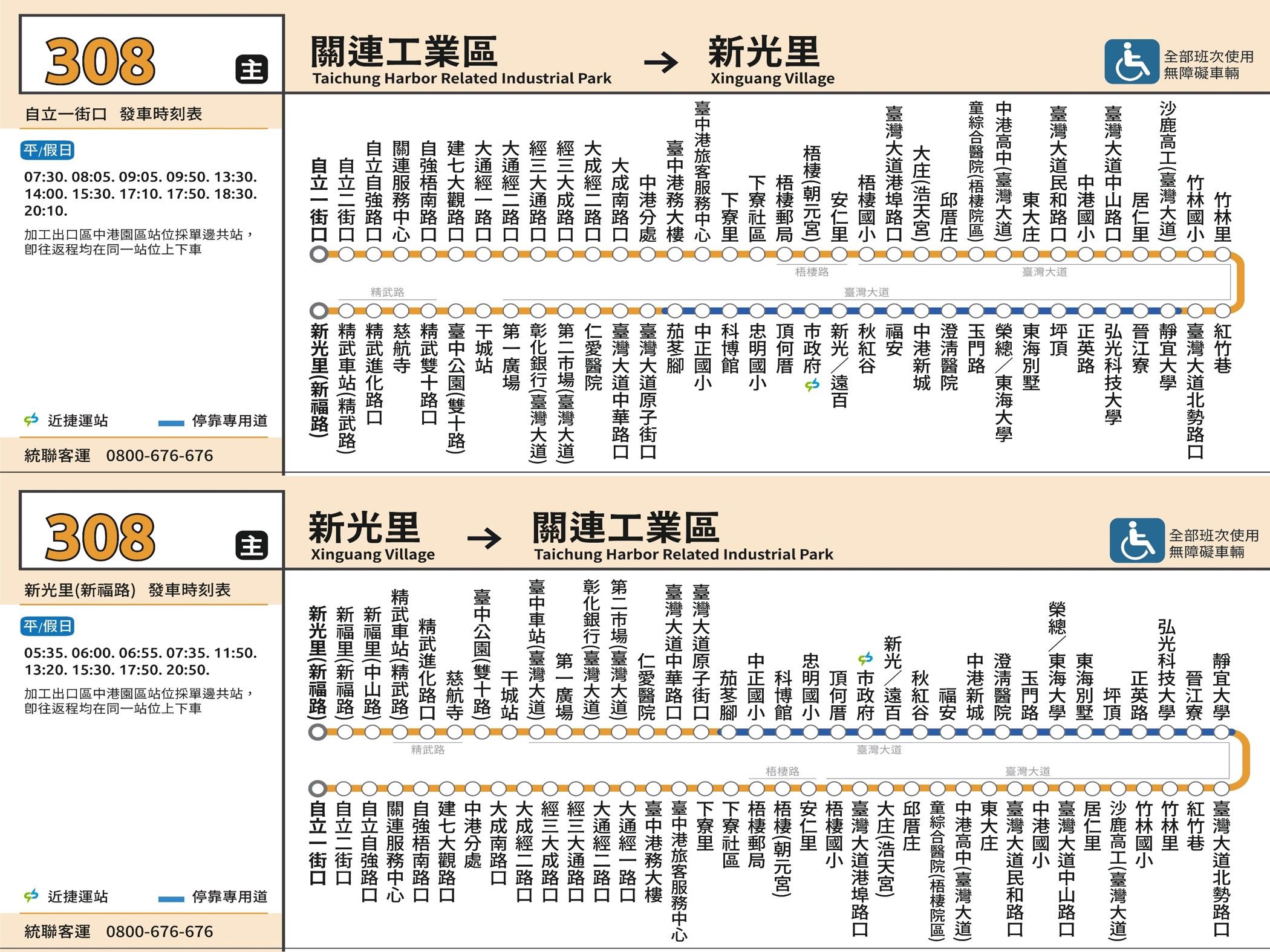 308公車路線圖-台中公車