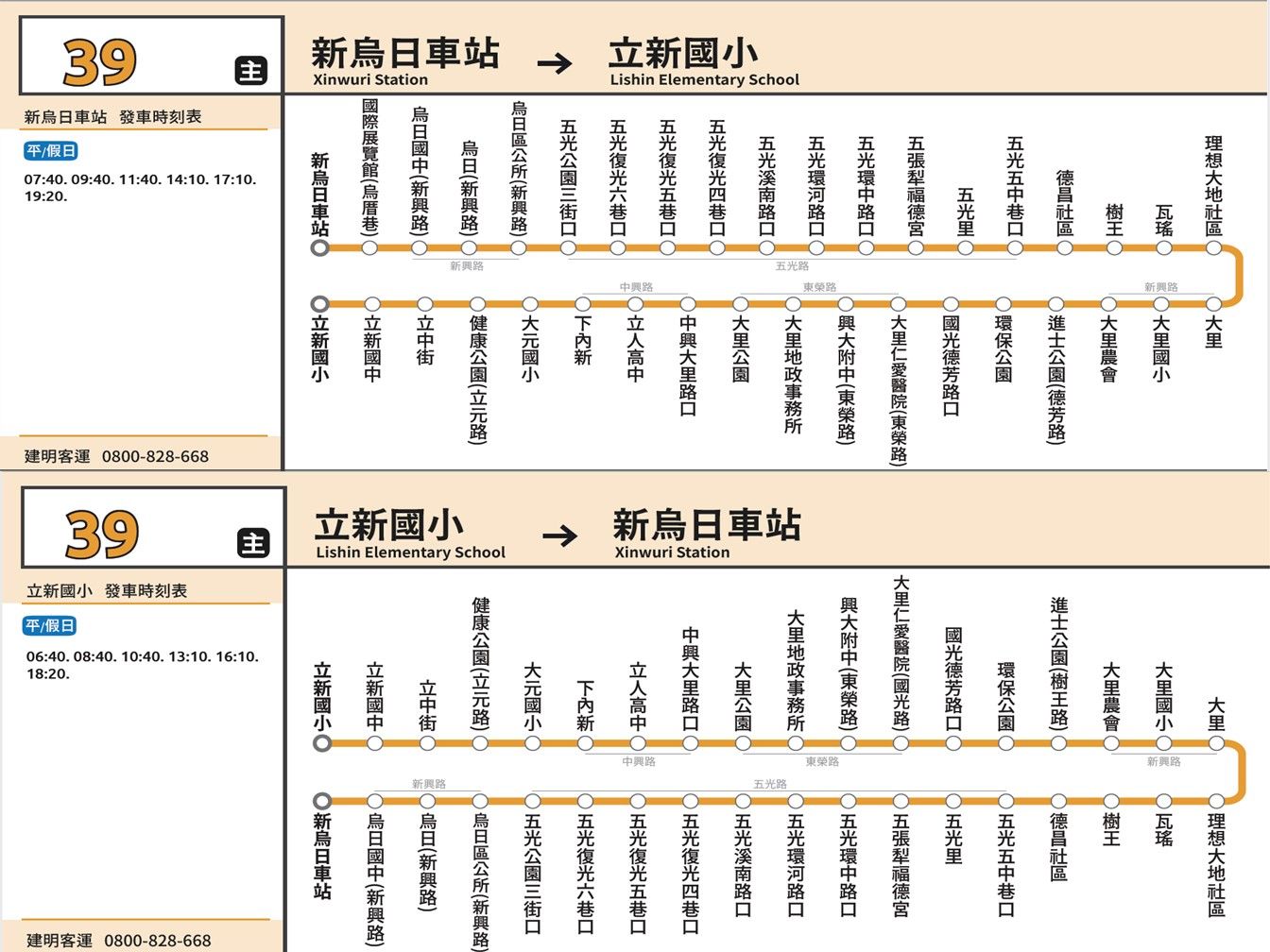 39公車路線圖-台中公車