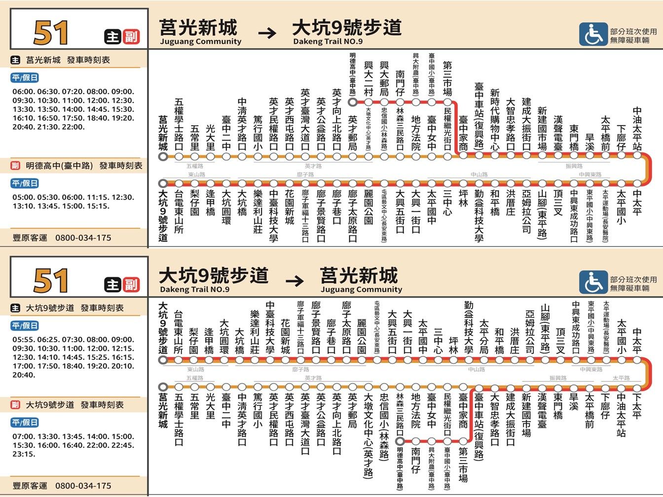 51Bus Route Map-台中 Bus