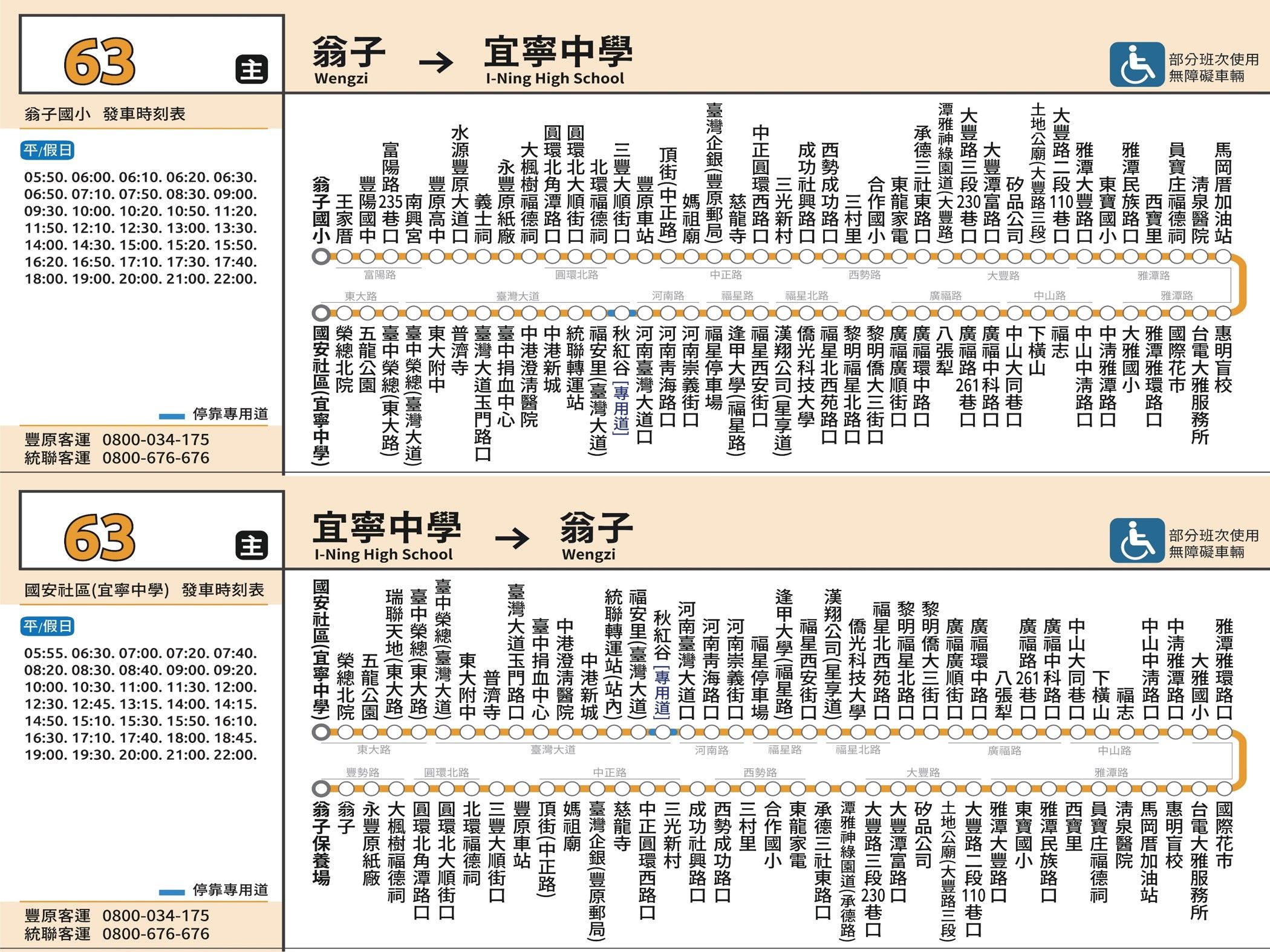 63公車路線圖-台中公車