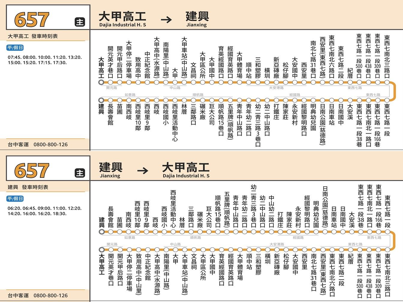 657公車路線圖-台中公車