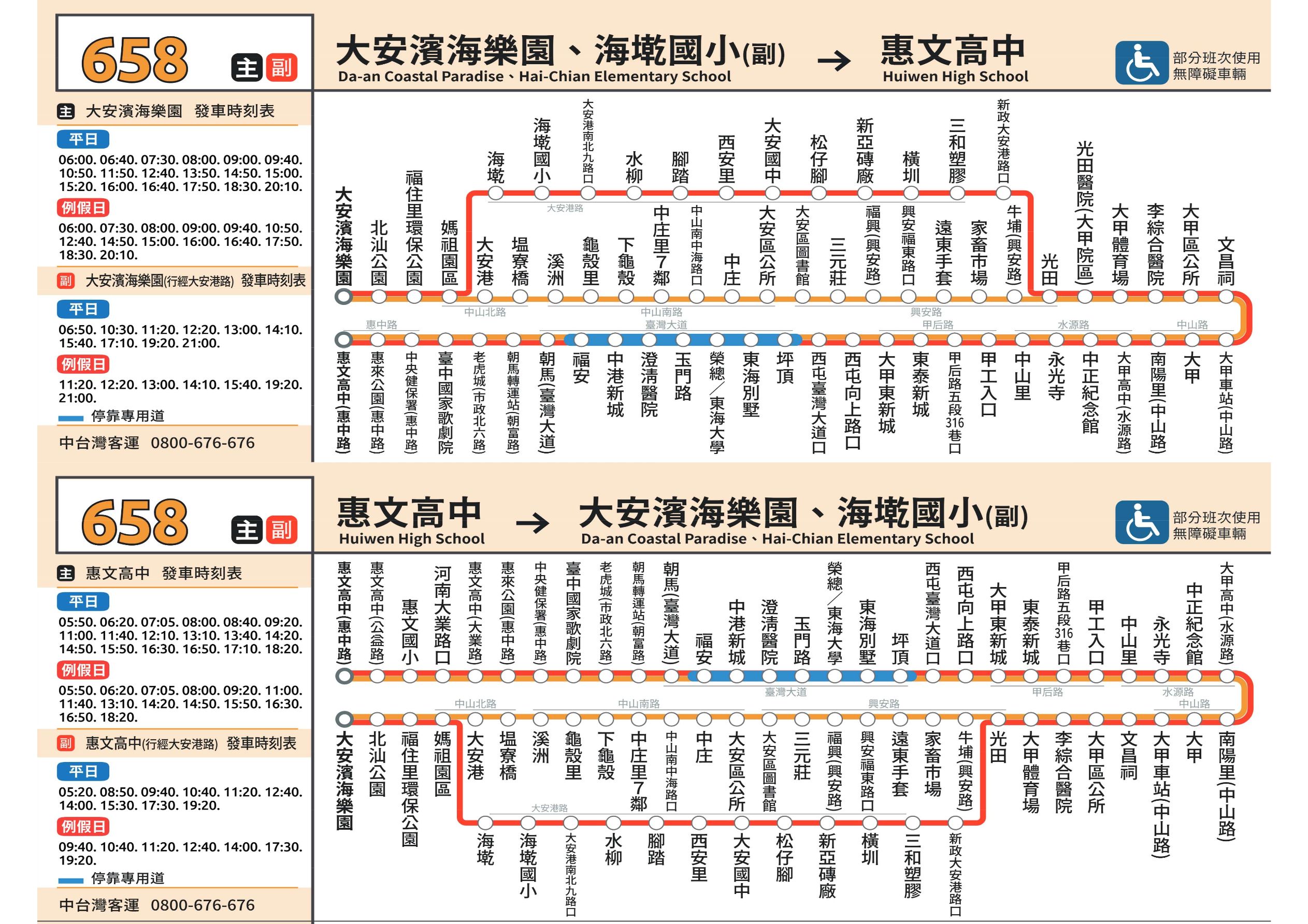 658公車路線圖-台中公車