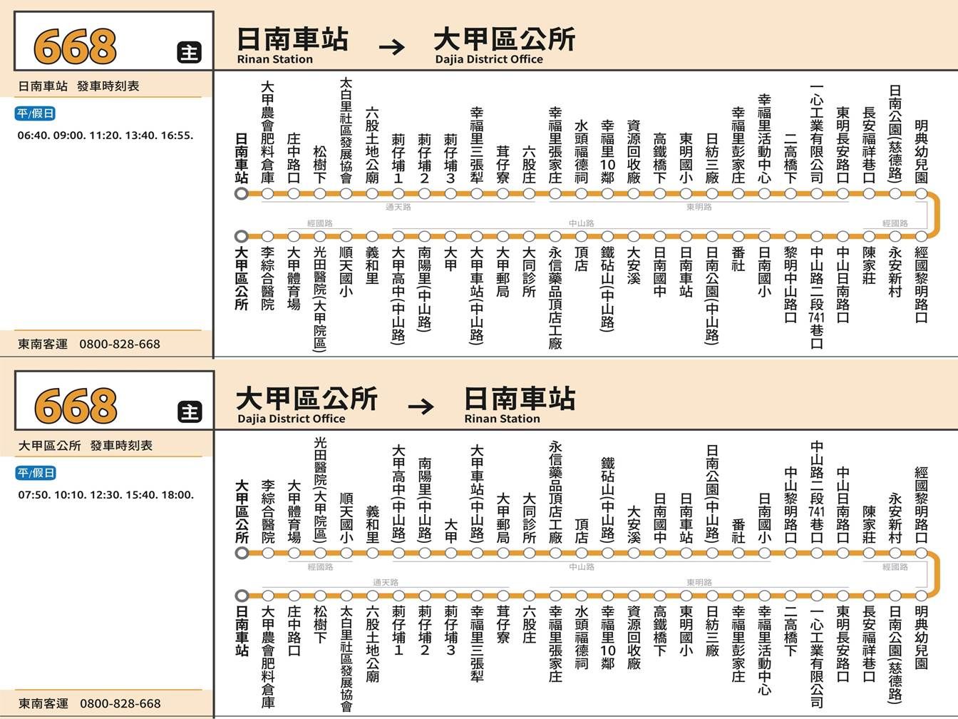 668公車路線圖-台中公車