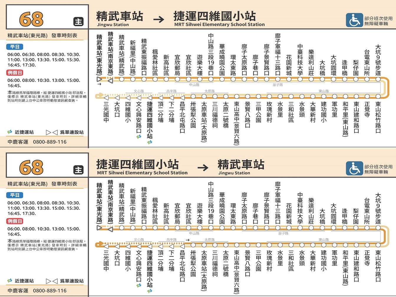 68公車路線圖-台中公車