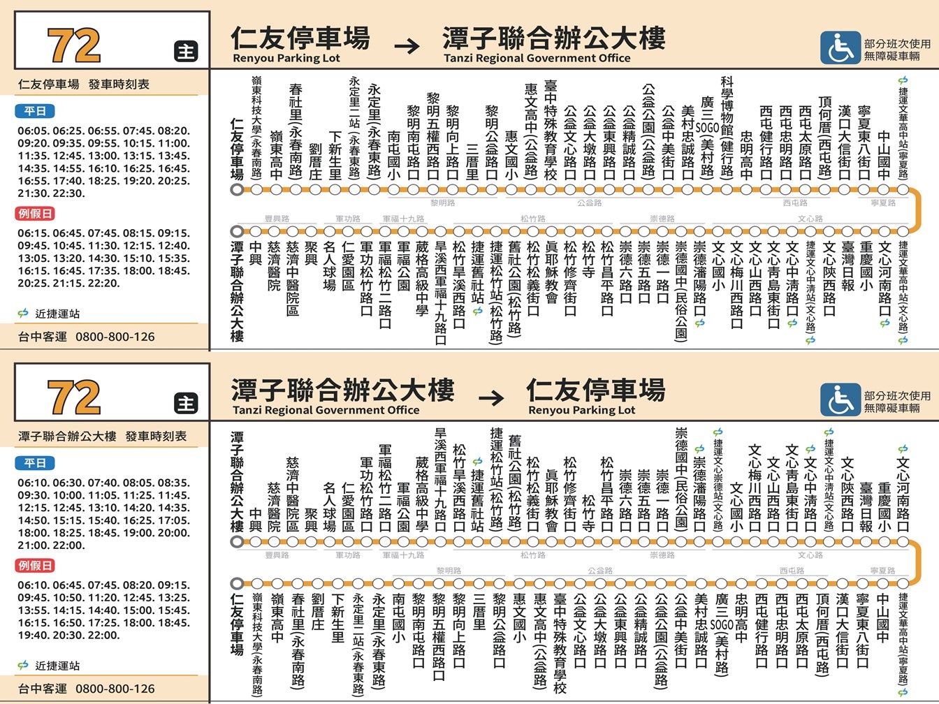 72公車路線圖-台中公車