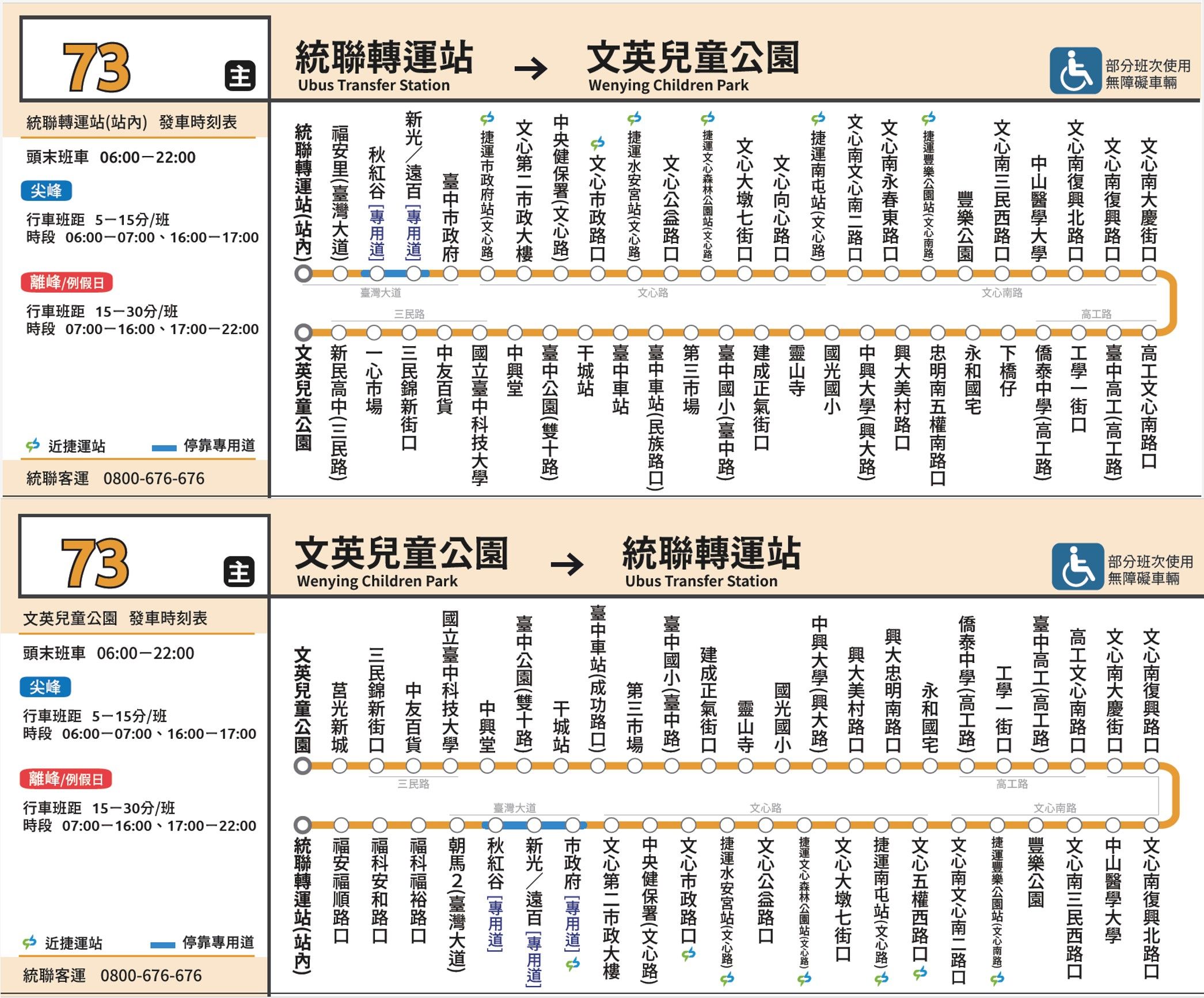 73公車路線圖-台中公車