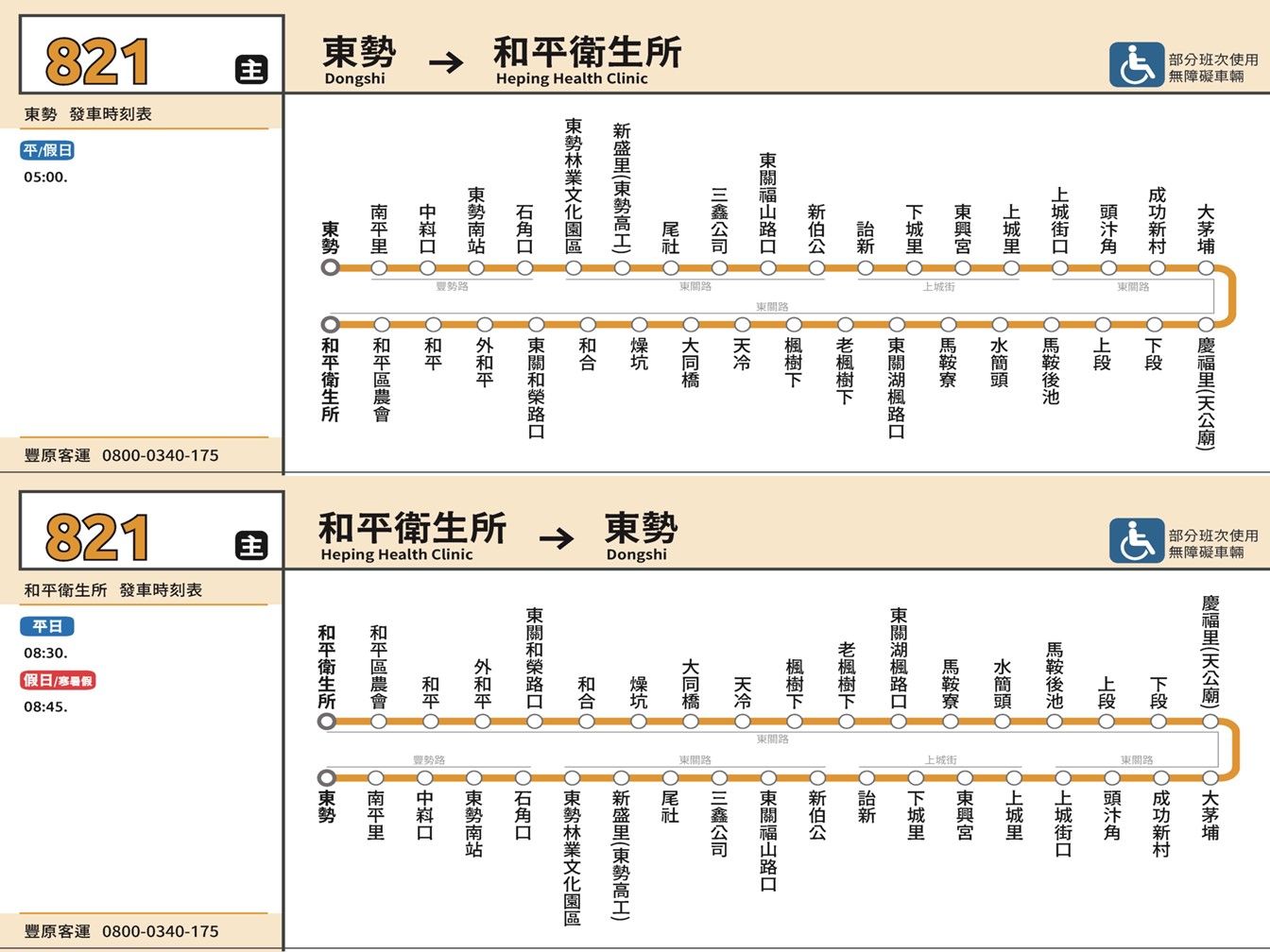 821公車路線圖-台中公車