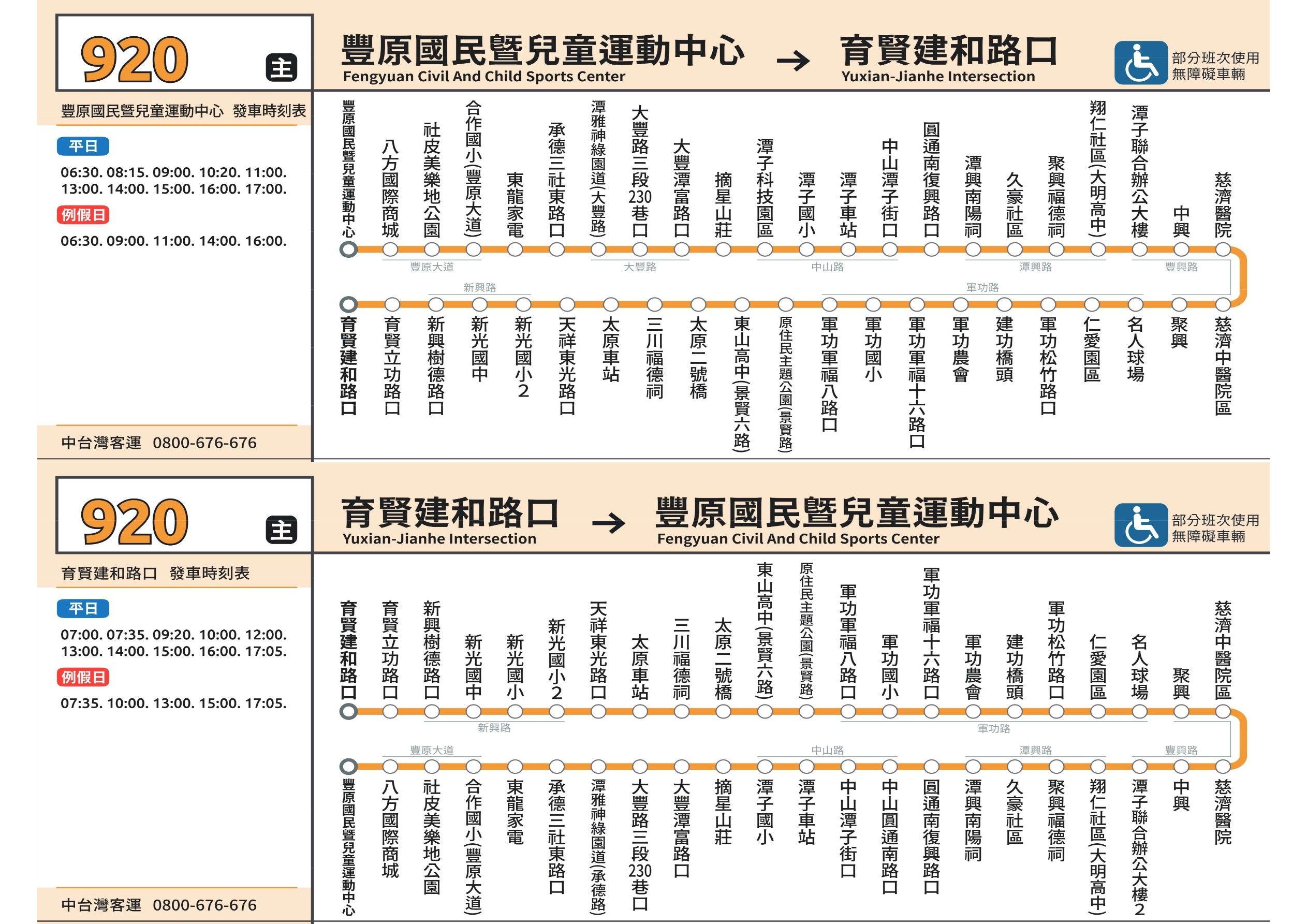 920公車路線圖-台中公車