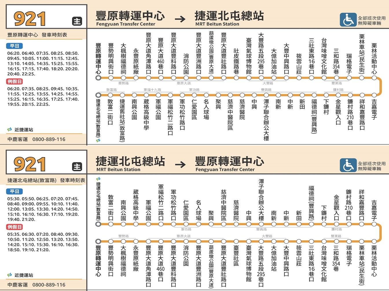 921公車路線圖-台中公車