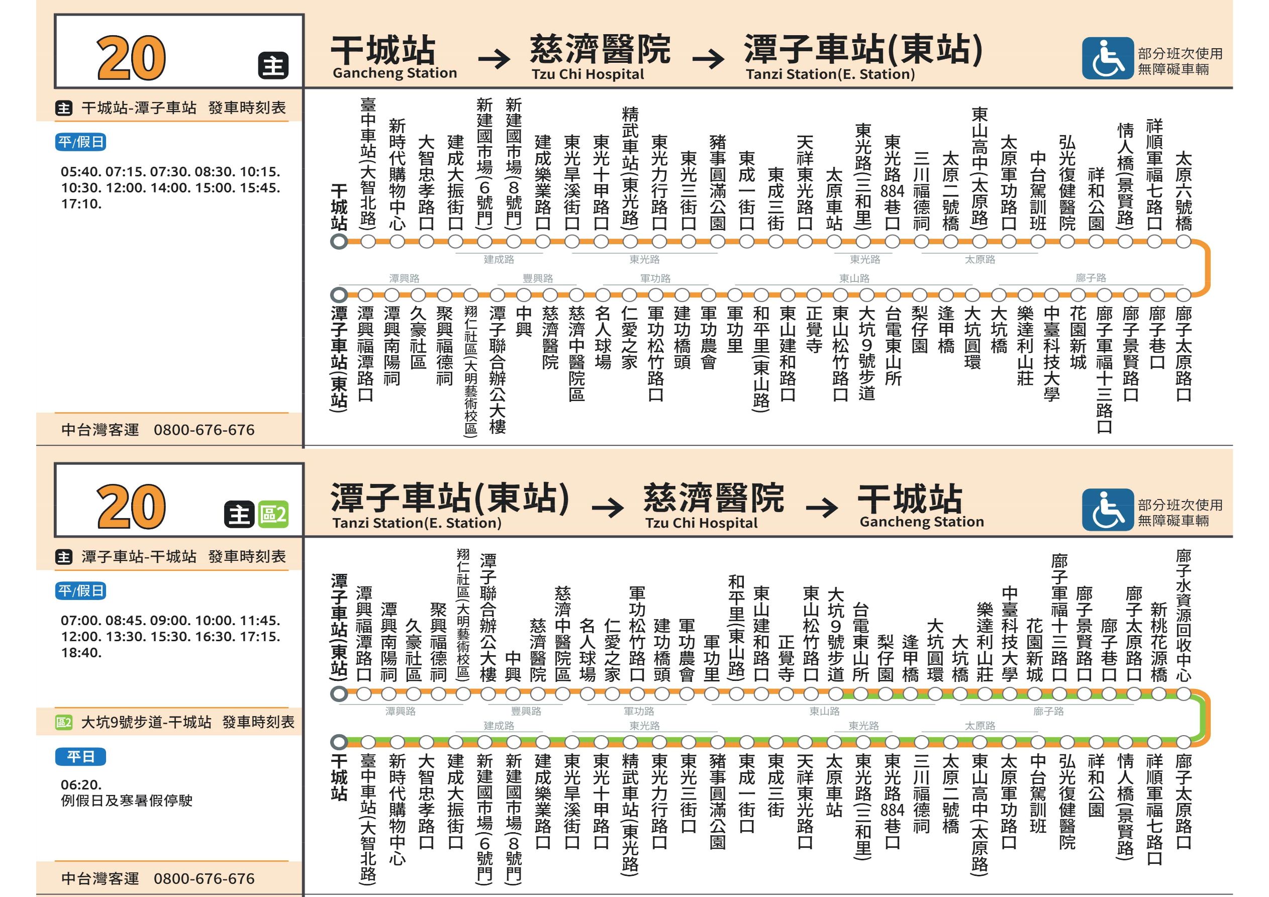 20區公車路線圖-台中公車